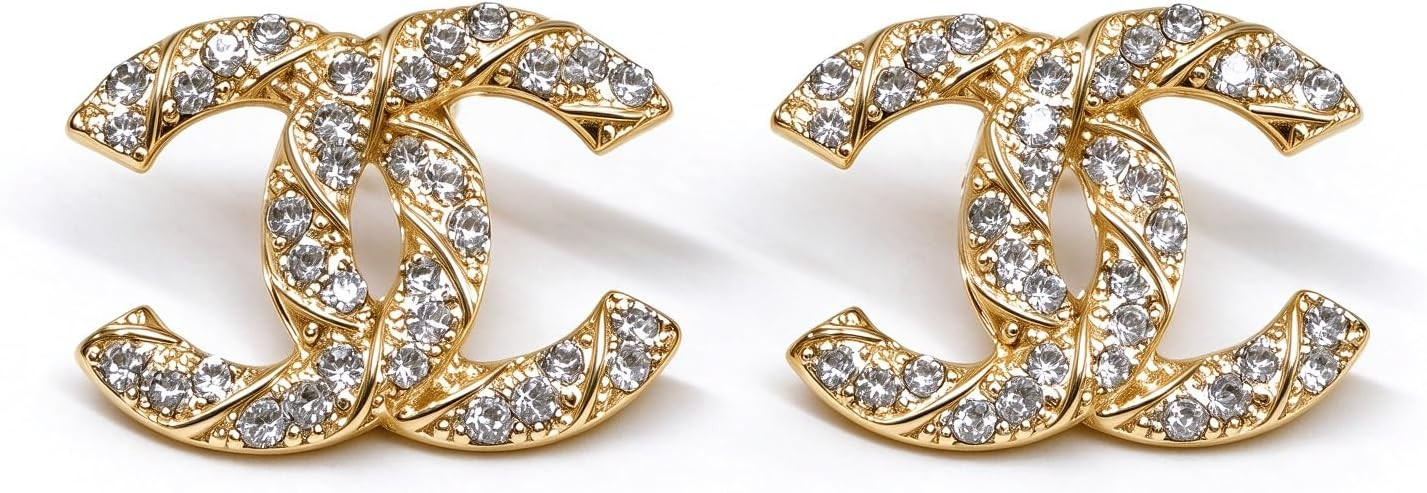 18K Crystal Rhinestone Stud Earrings, Gold Tone | Amazon (US)