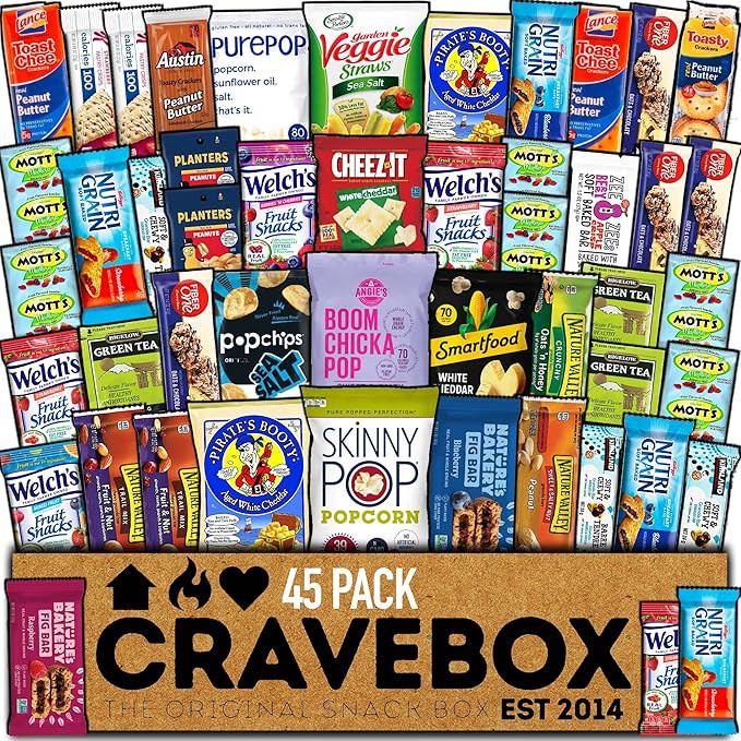 CRAVEBOX Healthy Snack Box (45 Count) Christmas Variety Pack Care Package Gift Basket Kid Men Wom... | Amazon (US)