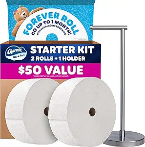 Charmin Toilet Paper Ultra Soft, Forever Roll Starter Kit, 1 Holder, 2 Rolls, 2-ply Bath Tissue | Amazon (US)
