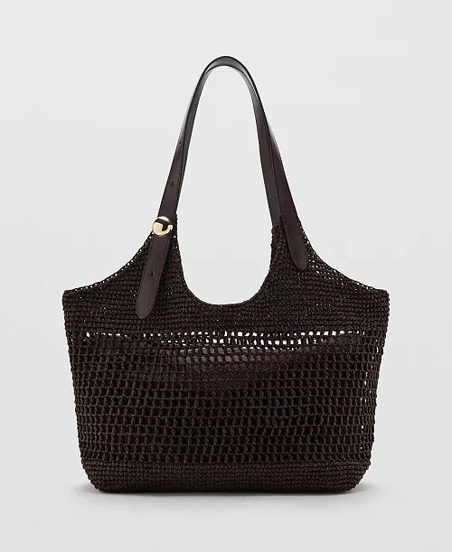 Mango Women's Metallic Detail Natural-Fiber Tote Bag - Macy's | Macy's