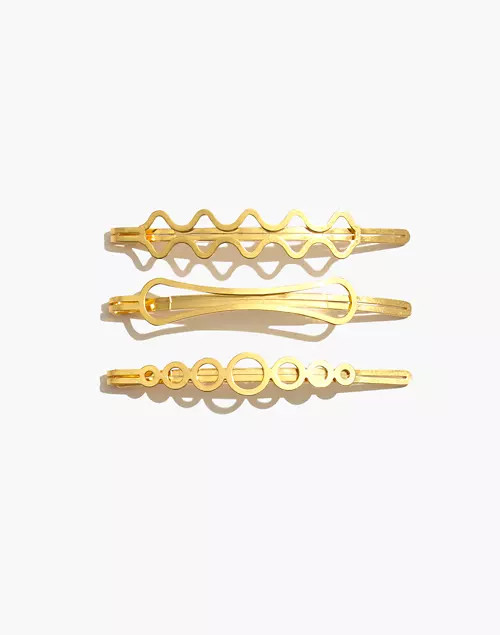 Three-Pack Metallic Shapes Hair Pins | Madewell