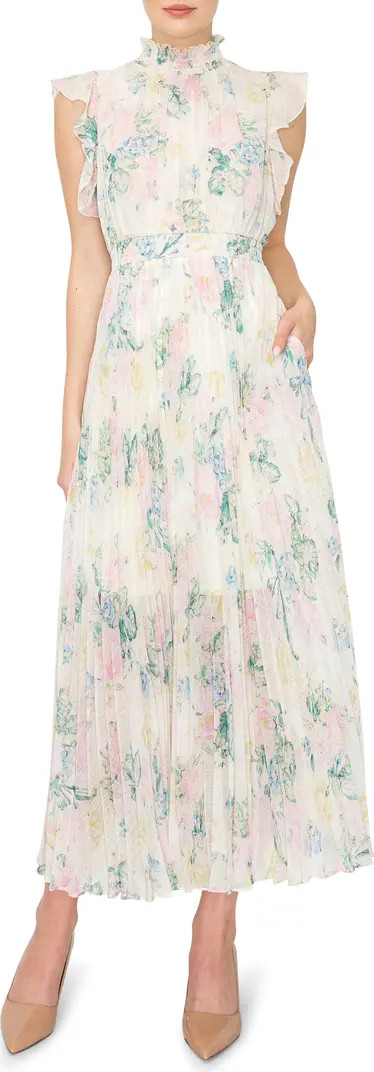 Patterned Flutter Sleeve Maxi Dress | Nordstrom Rack