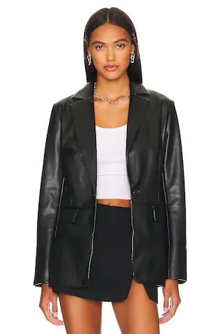 REMI x REVOLVE Chloe Faux Leather Blazer in Black from Revolve.com | Revolve Clothing (Global)