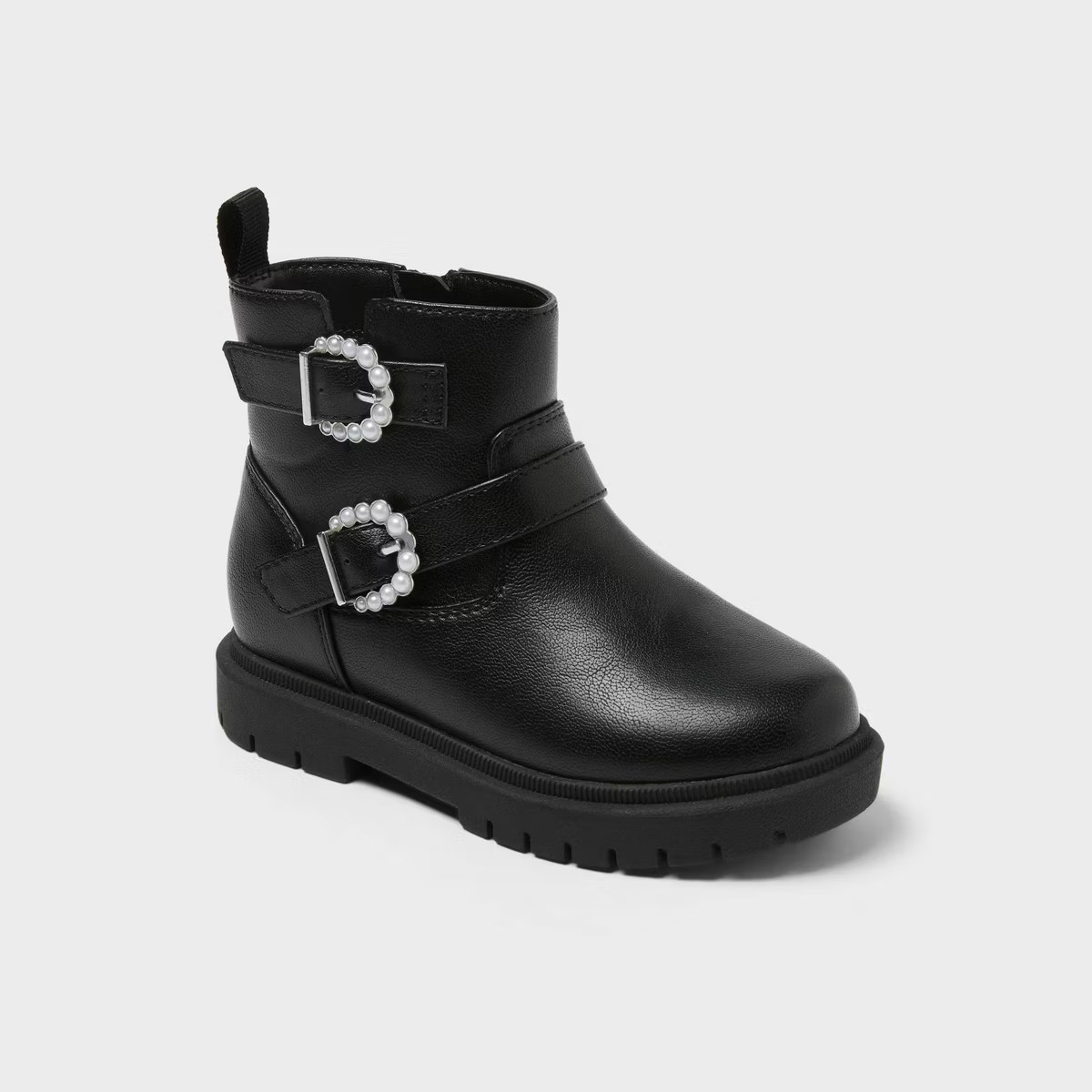 Toddler Girls' Evie Lug Sole Ankle Boots - Cat & Jack™ Black | Target