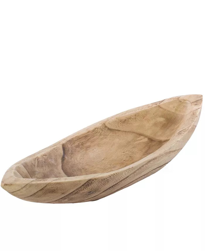 Vintiquewise Wood Carved Boat Shaped Bowl Basket Rustic Display Tray - Macy's | Macy's