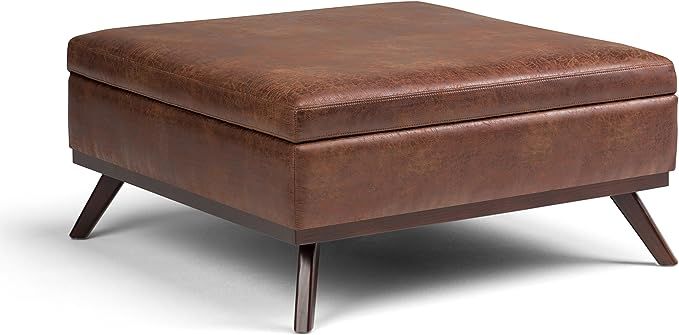 SIMPLIHOME Owen 36 inch Wide Square Coffee Table Lift Top Storage Ottoman, Cocktail Footrest Stoo... | Amazon (US)