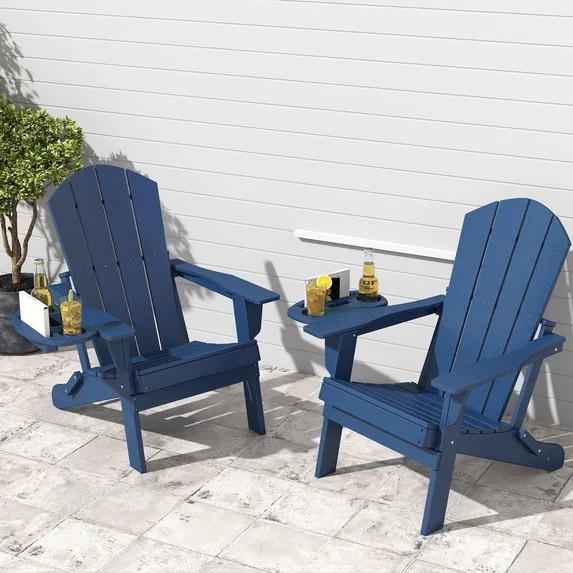 FOOWIN Folding HDPE Adirondack Chairs Set of 2, Blue | Walmart (US)