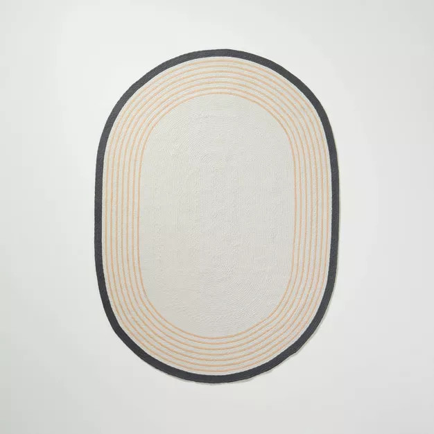 Oval 5' x 7' Border Stripe Braided Area Rug Neutral - Hearth & Hand™ with Magnolia | Target