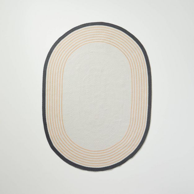 Oval 5' x 7' Border Stripe Braided Area Rug Neutral - Hearth & Hand™ with Magnolia | Target