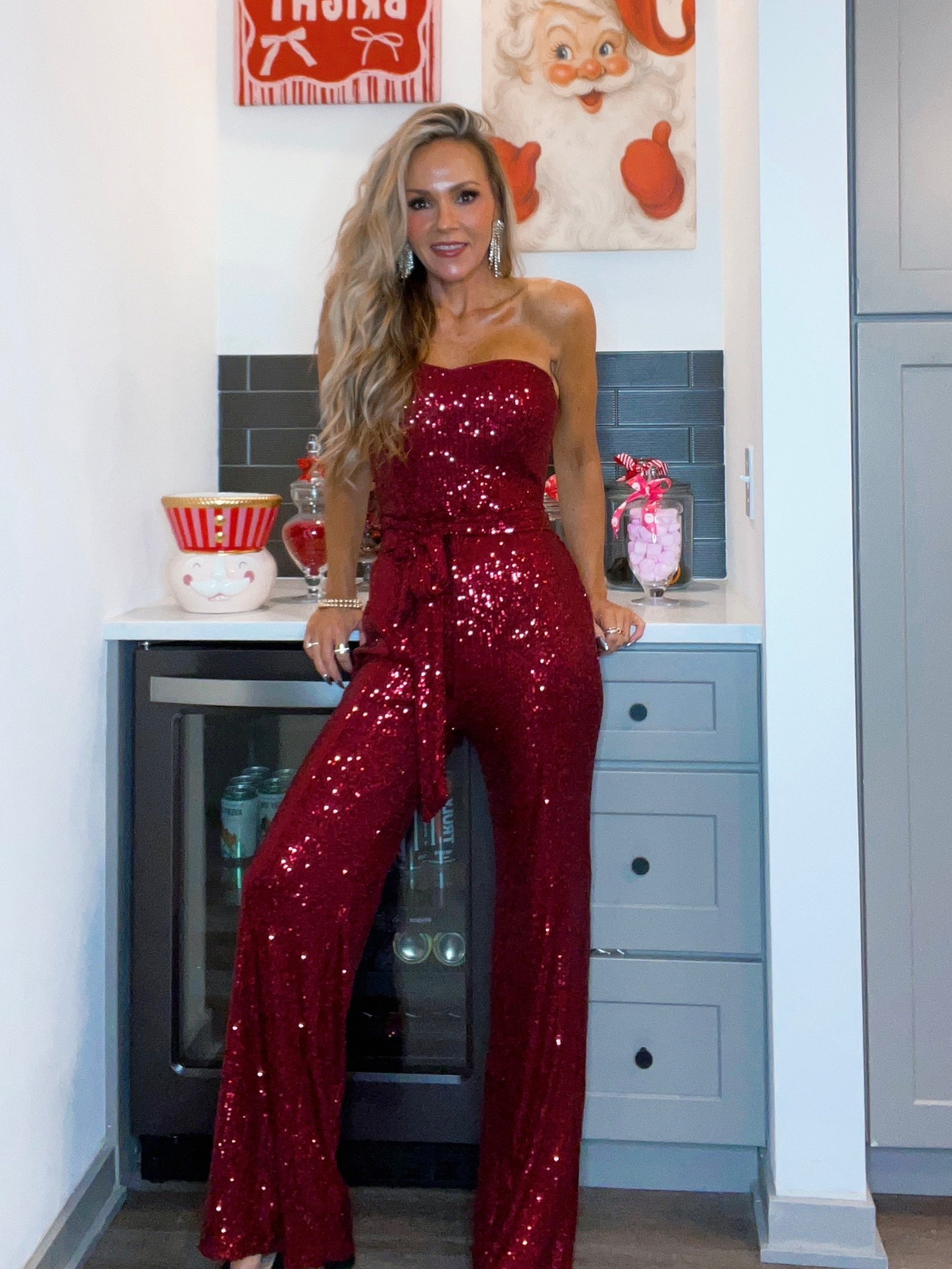 Wine Red Sequin Jumpsuit
•
pull on, top has non slip elastic, 
•
Comes in black also
•
Sizes XXS-XXL
•
On sale for $70 !!
•
#redjumpsuit #sequinjumpsuit #holidayoutfit #holidaypartyoutfit #christmaspartylook #looksforchristmasparty #holidaylook #holiday

#LTKSaleAlert #LTKOver40 #LTKHoliday