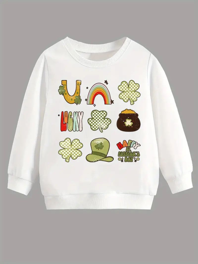 St. Patrick's Day LUCKY Print Boys Sweatshirt, Casual Long Sleeve Comfy Trendy Pullover Top, Boy'... | Temu Affiliate Program