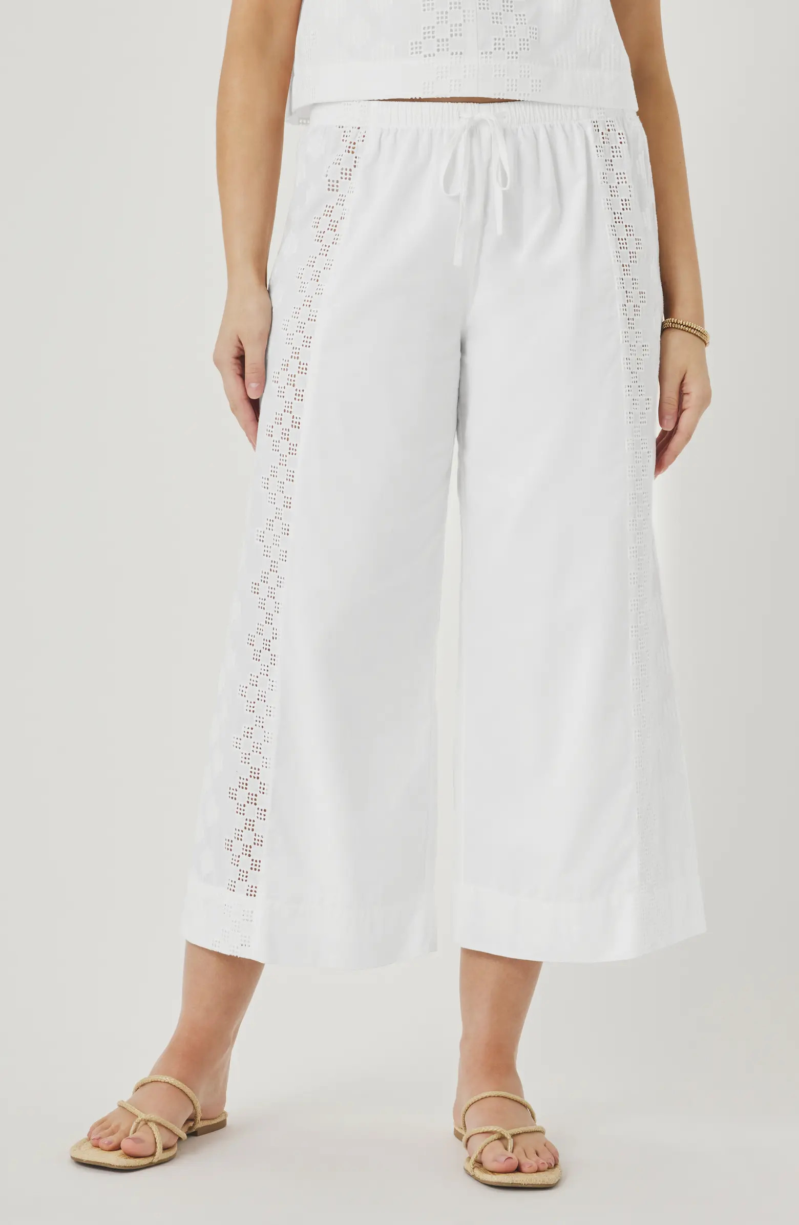 Kenzie Geo Eyelet Crop Wide Leg Pants | Nordstrom