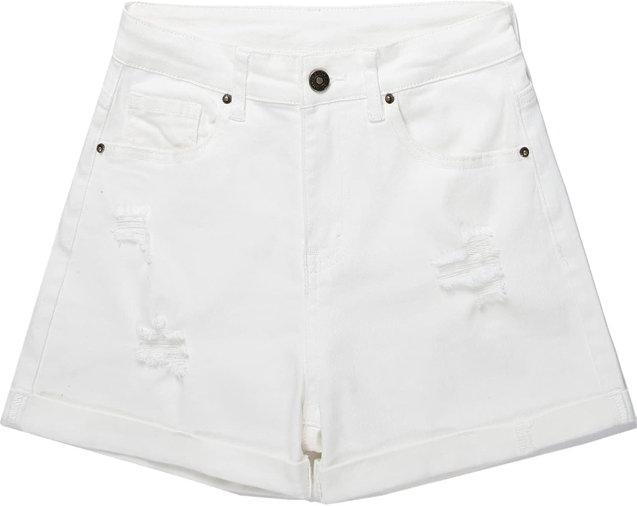 GUNLIRE Women's High Rise Denim Shorts Summer Ripped Distressed Button Down Frayed Fashion Washed... | Amazon (US)