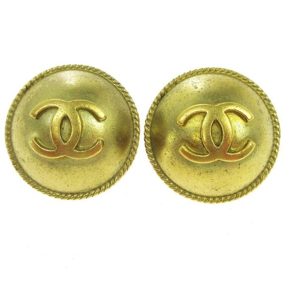 Chanel Button Earrings Clip-On Gold 94A AK38340h | Poshmark