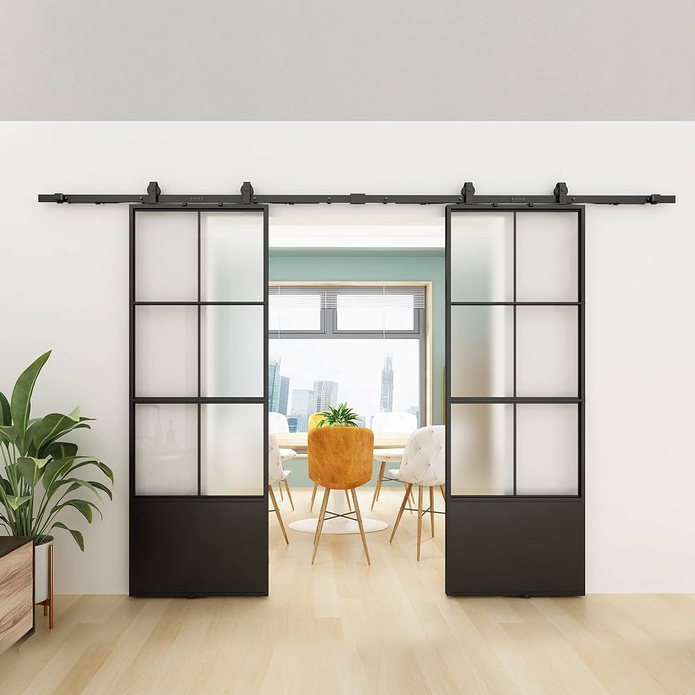 JUBEST Double Barn Door 60 x 84 in with 10FT Hardware Kit and Soft Close Mechanism, 2 Sets of 30x... | Amazon (US)