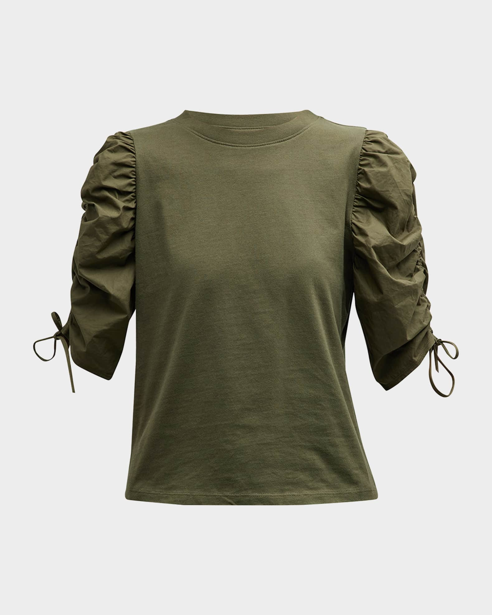 FRAME Ruched-Sleeve Tee | Neiman Marcus