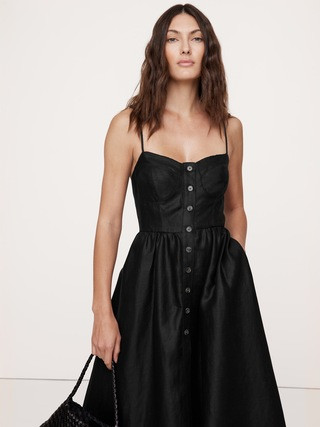 Linen Corset Long Midi Dress | Banana Republic (US)