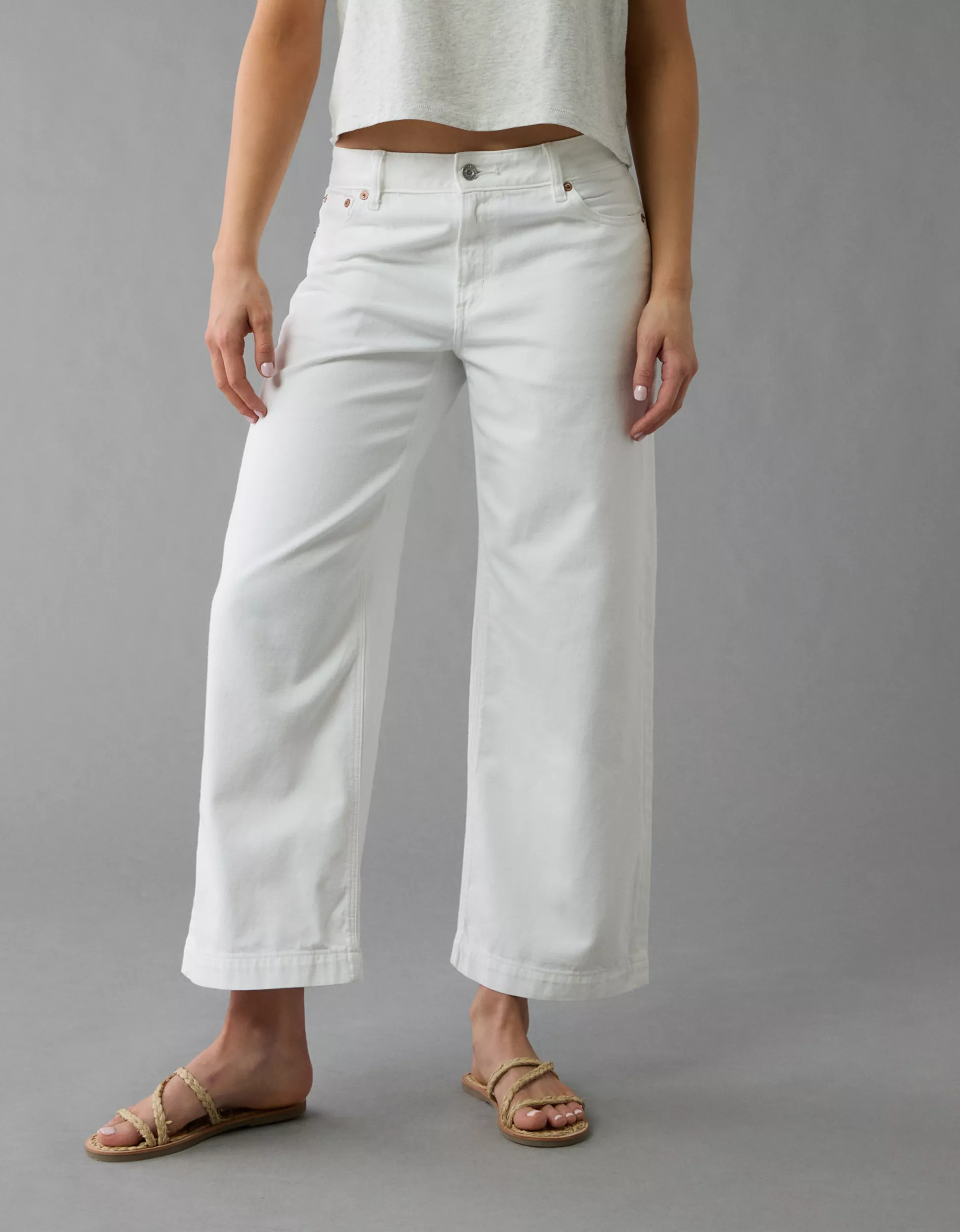 AE Dreamy Drape Strigid Low-Rise Baggy Wide-Leg Crop Jean | American Eagle Outfitters (US & CA)