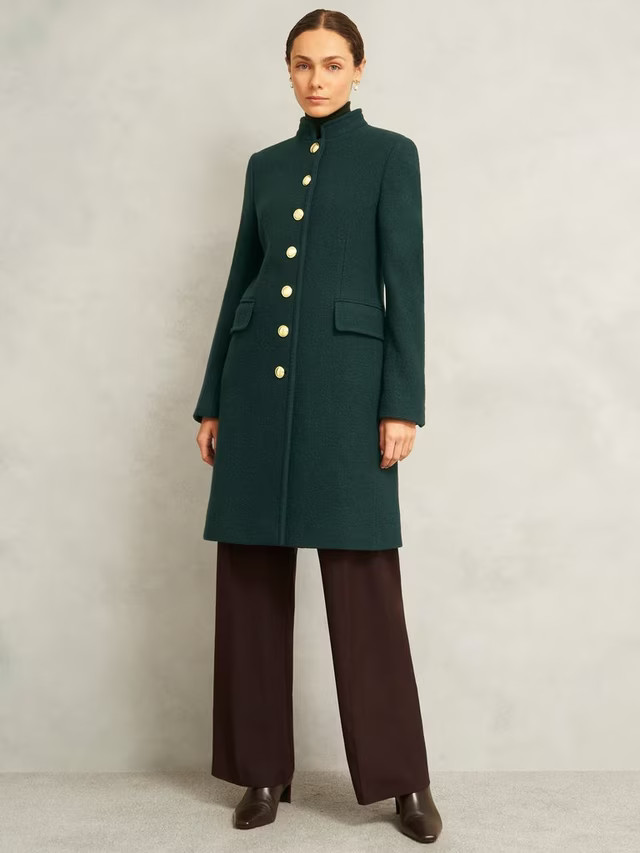 Hobbs Wilma Pure Wool Coat, Ponderosa Green | John Lewis (UK)