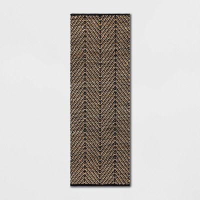 2'4"x7' Handloom Chevron Runner Rug Black - Threshold\u2122: Jute & Cotton, Indoor, Abstract Patt... | Target