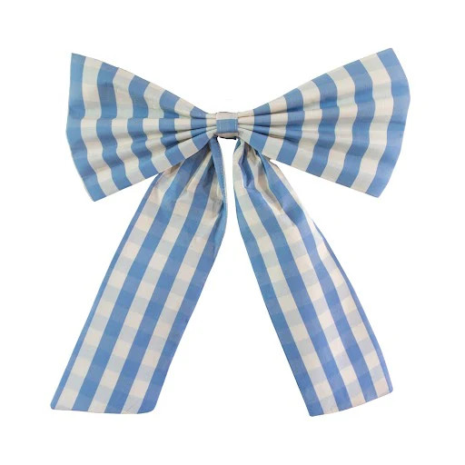Oversized Fabric Bow - Carsten Check French Blue | Society Social