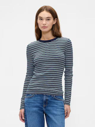 Ribbed Stripe Crewneck T-Shirt | Gap Factory