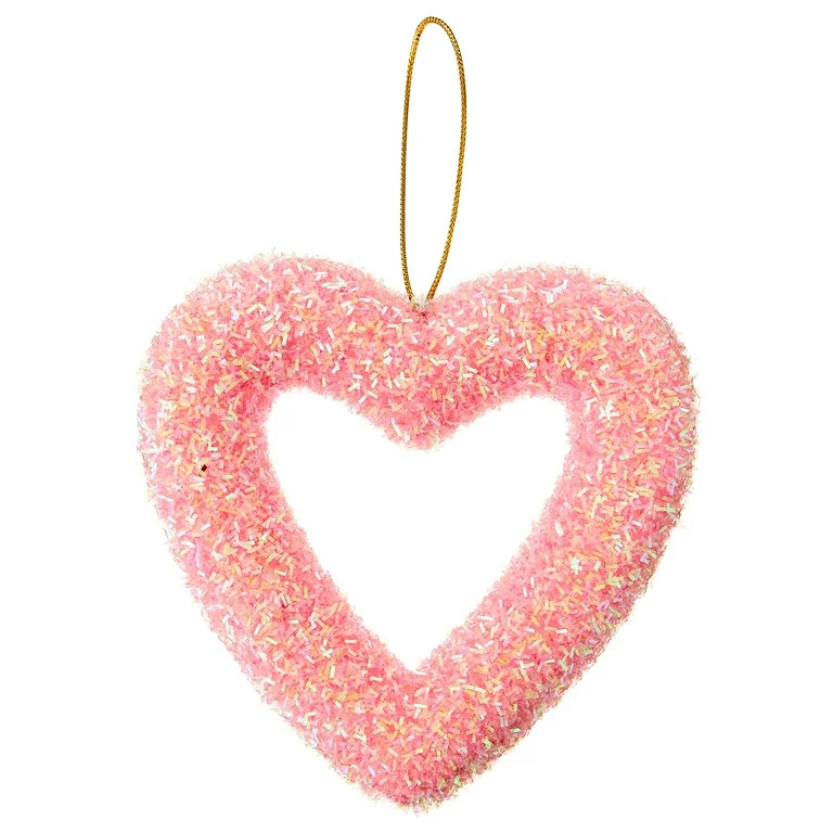 Tinsel Heart Ornament Hanging Decoration, Pink, 6", Valentine's Day by Way To Celebrate | Walmart (US)