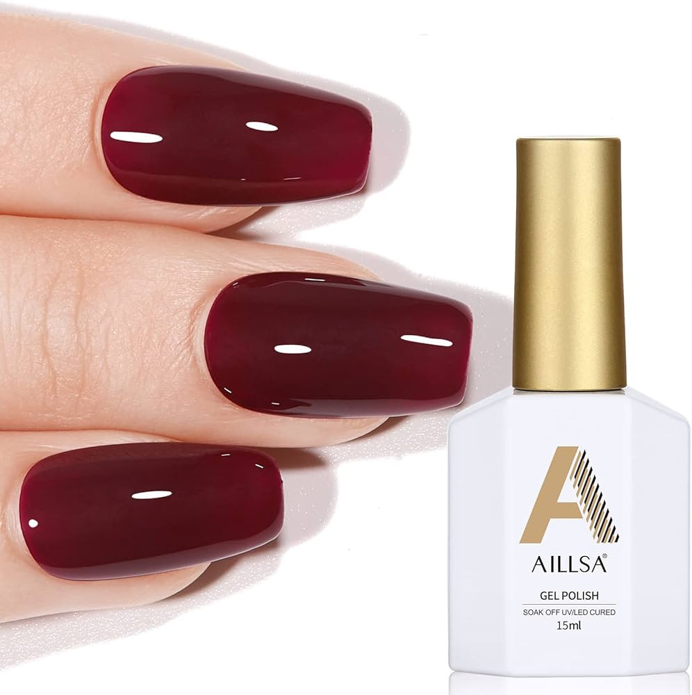 AILLSA Burgundy Gel Nail Polish Maroon Purple Gel Polish Dark Red Opaque Gel Nail Polish Long Las... | Amazon (US)