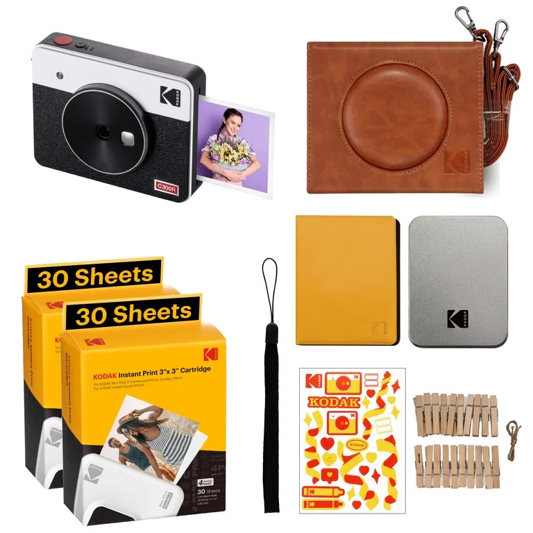 KODAK Mini Shot 3 Retro 4PASS 2-in-1 Instant Camera and Photo Printer (3x3 Inches) + 68 Sheets Gi... | Walmart (US)