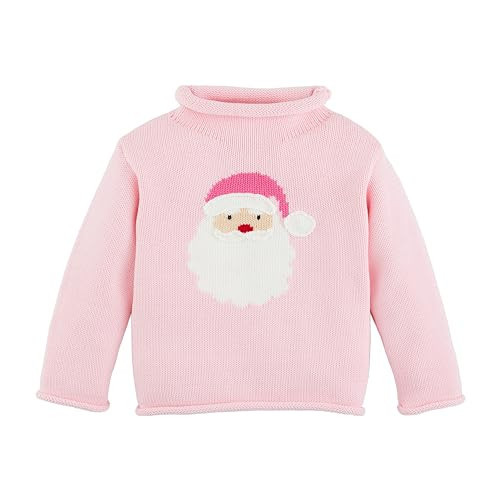 Mud Pie Kids Children Pink Santa Rollneck Sweater | Amazon (US)