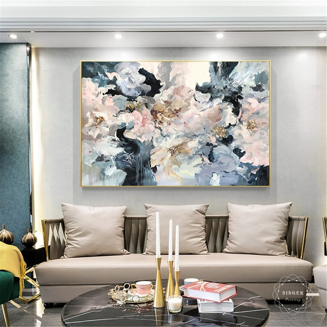 Abstract Flower,acrylic Painting on Canvas,personalized Gifts, Large Wall Art,original Wall Art,p... | Etsy (US)