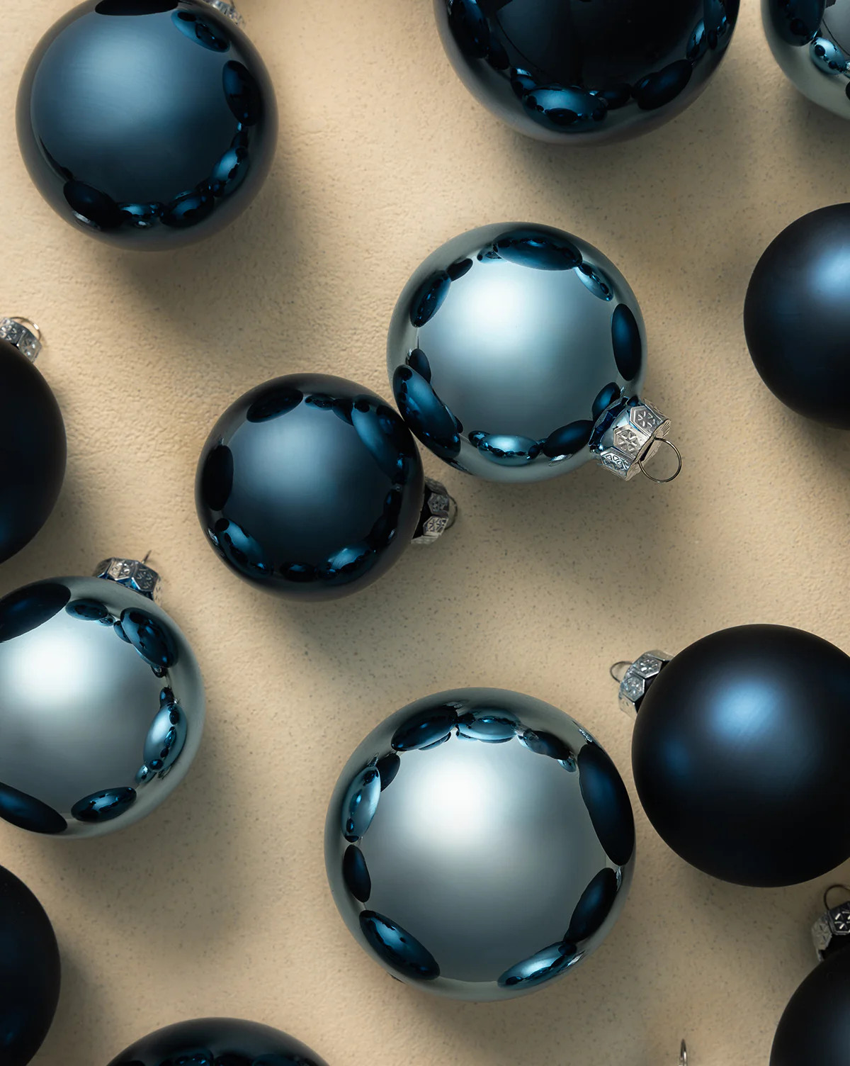 Navy Glass Baubles (Set of 21 Assorted) | McGee & Co. (US)