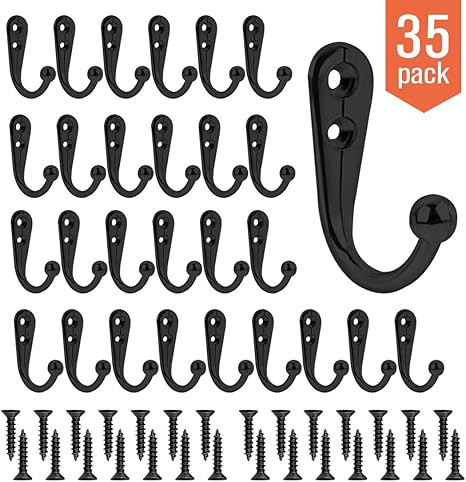 Coat Hooks,Metal Coat Hooks,Door Coat Hook,35 Pieces Coat Wall Hooks and 80 Pieces Screws for Han... | Amazon (US)