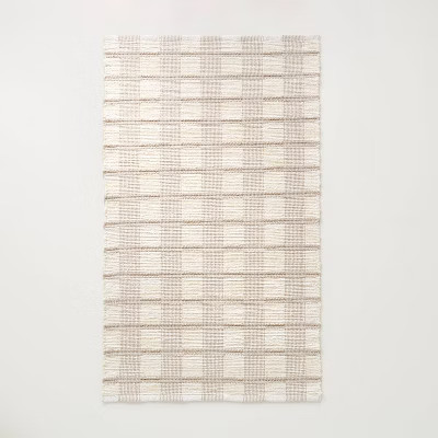 Rib Stripe Plaid Handmade Woven Area Rug Tan/Cream/Khaki - Hearth & Hand™ with Magnolia | Target