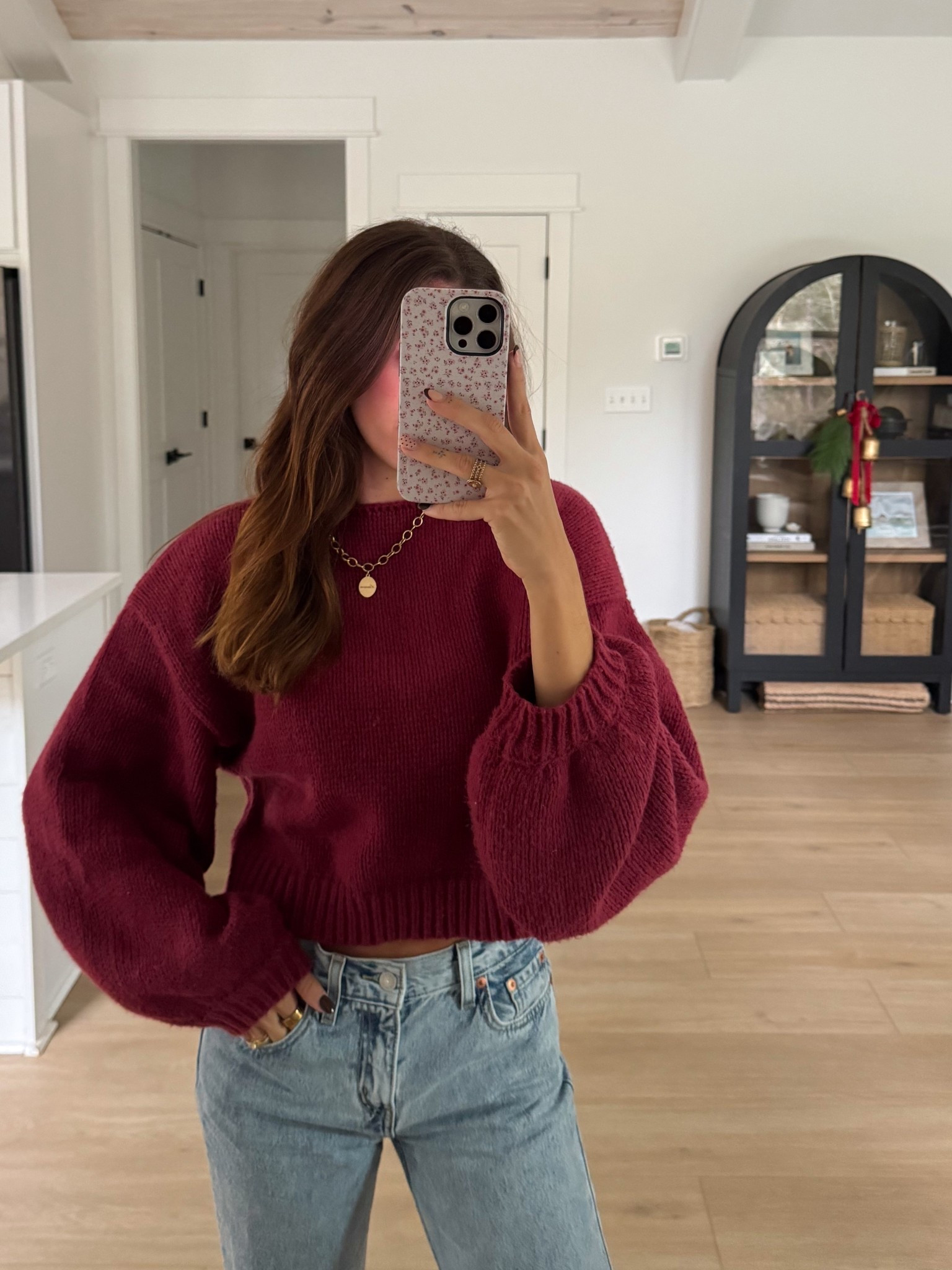 Cozy maroon knit sweater🎁 a little bit of a cropped fit + love the balloon sleeves:) wearing size M (code: marymargaret gets you a discount!) 

#LTKootd #LTKSeasonal #LTKHoliday