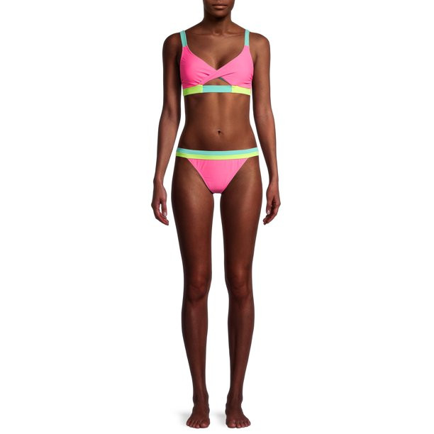 No Boundaries Juniors' Colorblock Swim Top | Walmart (US)