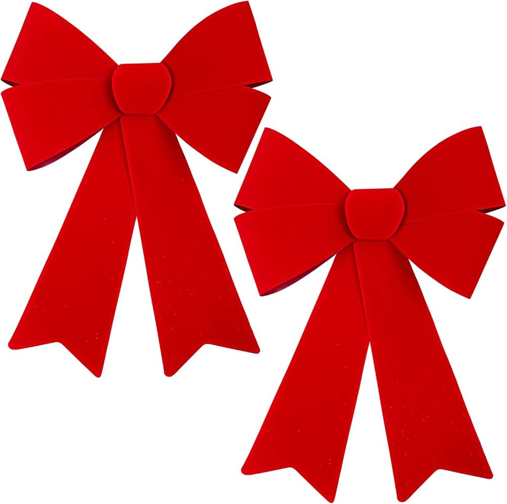 Aneco 2 Pack 12 x 18 Inches Red Christmas Bows Christmas Wreaths Bows Xmas Plastic Bows for Chris... | Amazon (US)