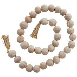 Litton Lane Beige Handmade Ceramic Round Intricately Shaped Large Distressed Beaded Garland with ... | The Home Depot