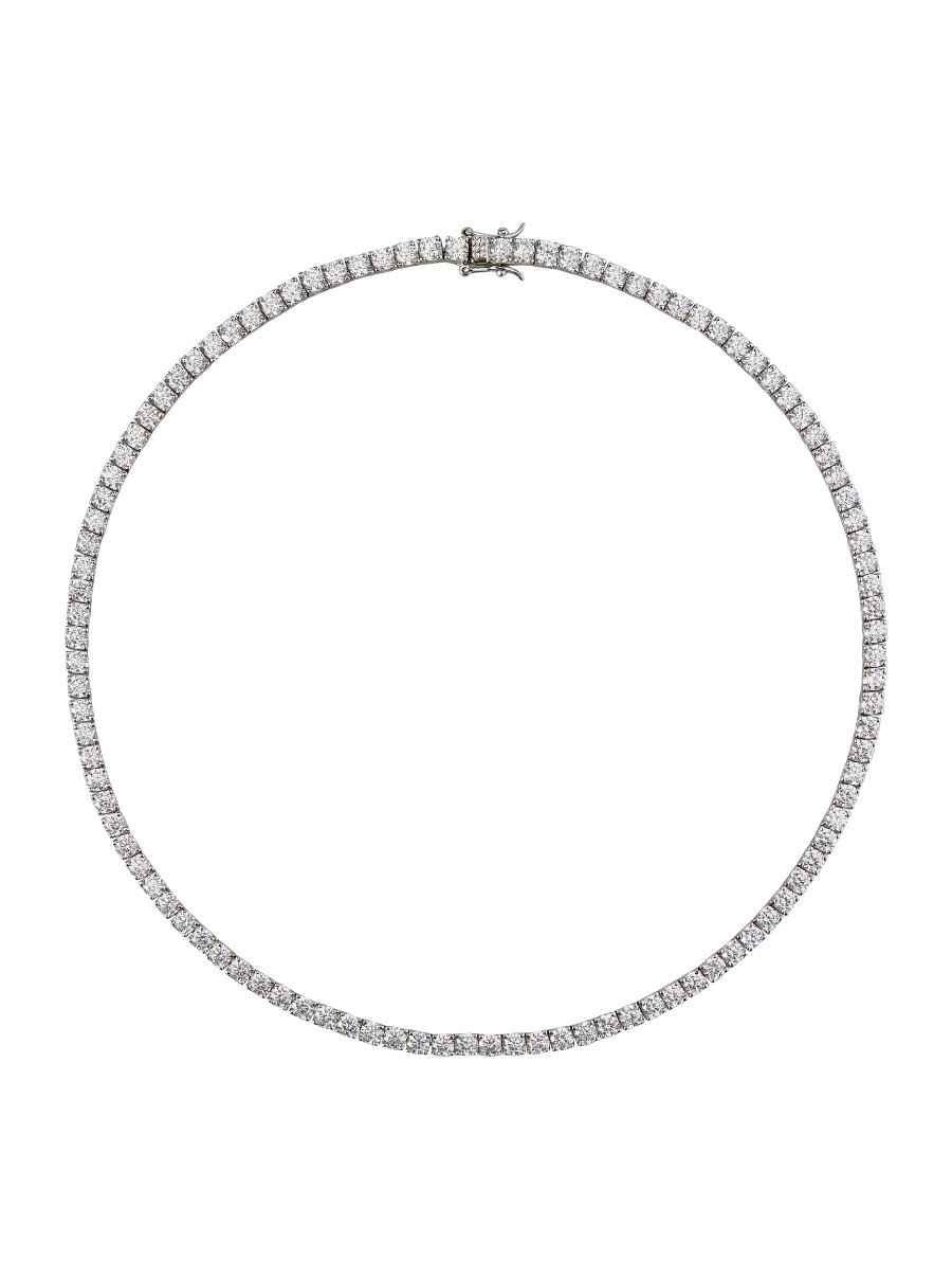 KATE ROUND CUT, LAB-GROWN WHITE SAPPHIRE SILVER RIVIERE NECKLACE | Dorsey