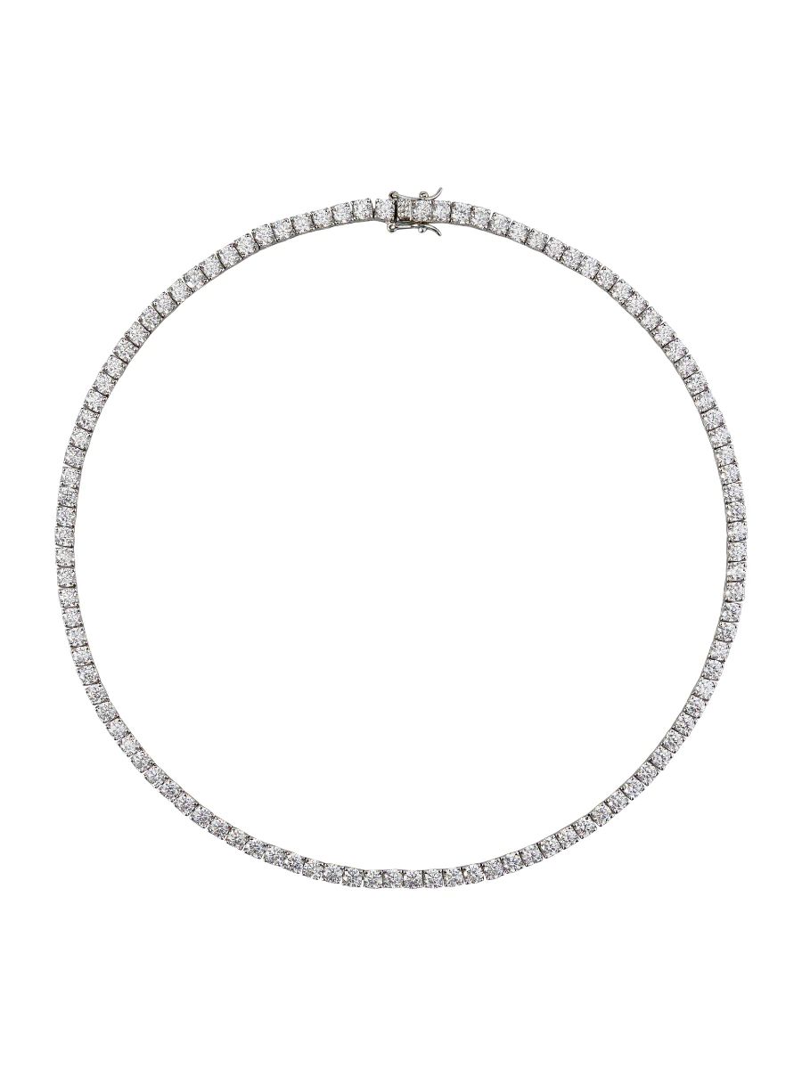 KATE ROUND CUT, LAB-GROWN WHITE SAPPHIRE SILVER RIVIERE NECKLACE | Dorsey