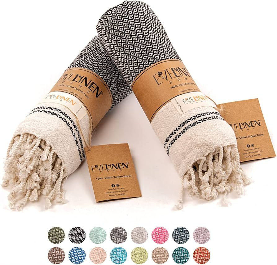Evelynen Turkish Hand Towels for Bathroom & Kitchen Towels Decorative Set of 2 | Boho Farmhouse H... | Amazon (US)