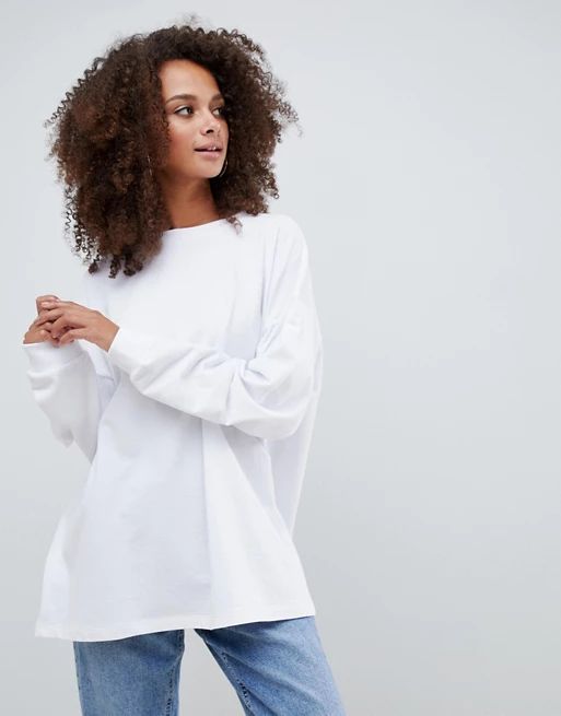 ASOS DESIGN oversized slouchy lightweight sweatshirt in white | ASOS US