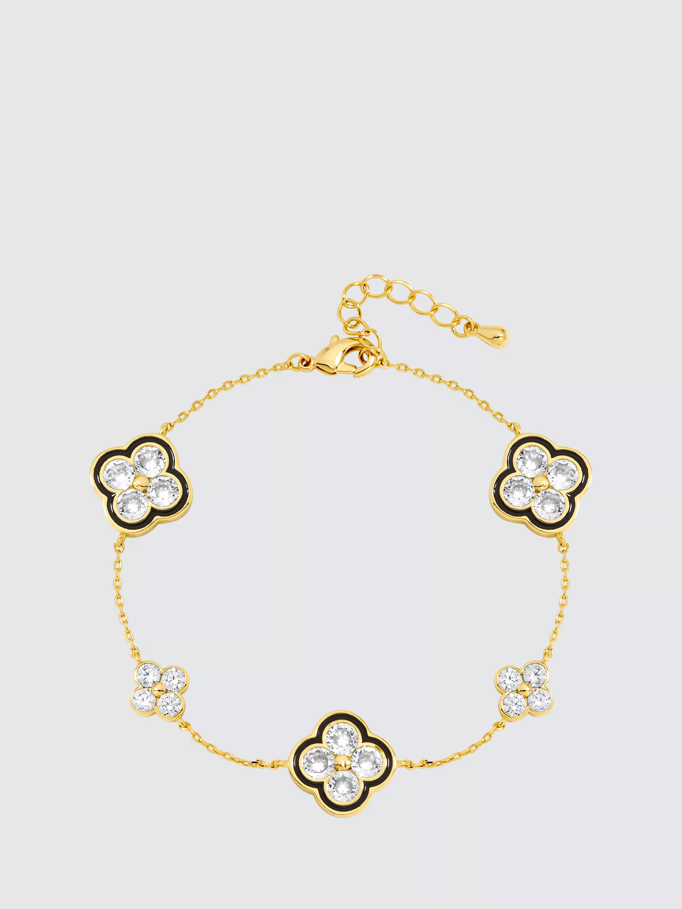 Jon Richard Crystal Clover Bracelet, Gold/Jet | John Lewis (UK)