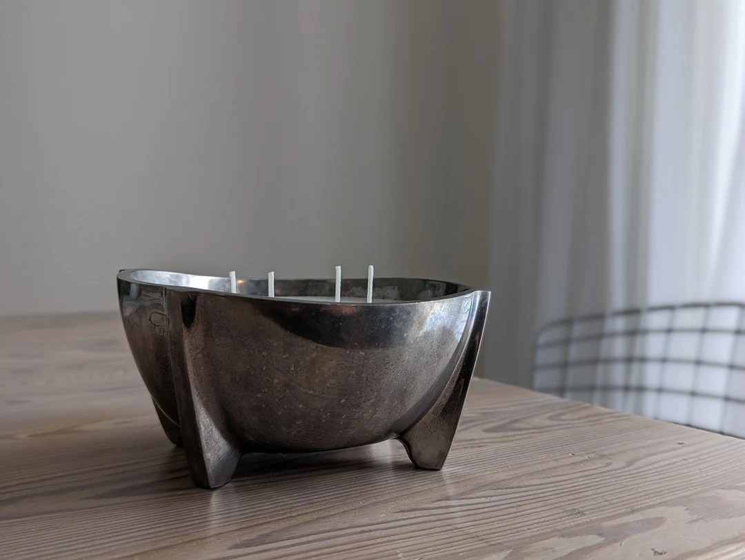Vintage Silver Candle  Vintage Silver Bowl Candle  Brutalist - Etsy | Etsy (US)