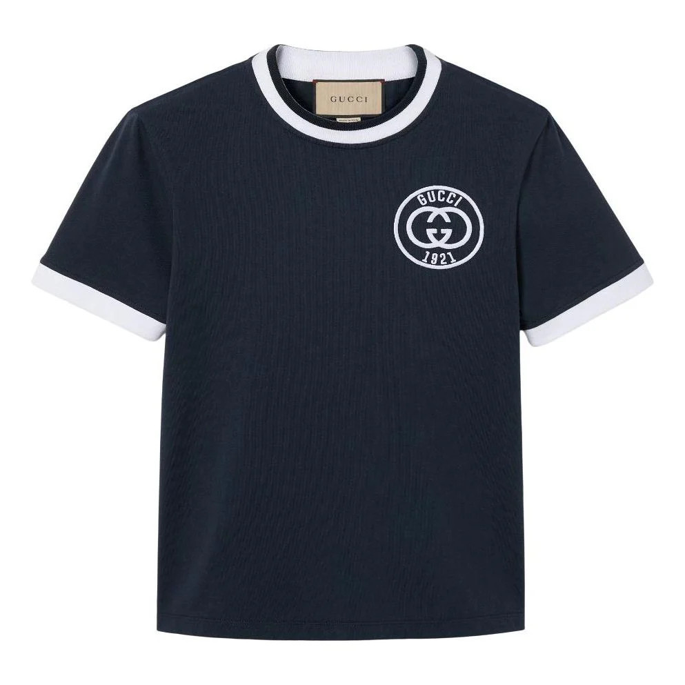 (WMNS) Gucci T-Shirt 'Gucci Embroidery Navy' 756596-XJFV8-4930 | KICKS CREW