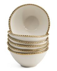 Set Of 6 Gold Bead Edge Cereal Bowls | TJ Maxx