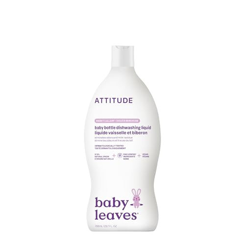 ATTITUDE Baby Dish Soap and Bottle Cleaner, EWG Verified Dishwashing Liquid, No Added Dyes or Fragrances, Tough on Milk Residue and Grease, Vegan, Sweet Lullaby, 23.7 Fl Oz | Amazon (US)