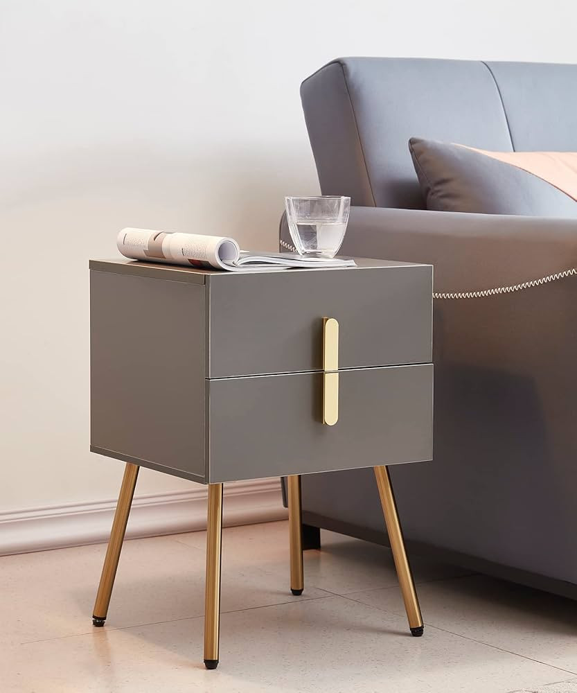 GDLMA Night Stand, 2 Drawers End Table, Functional Side Table for Living Room, Bedroom (Grey) | Amazon (CA)