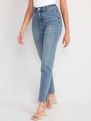 High-Waisted OG Straight Side-Slit Ankle Jeans for Women | Old Navy (US)