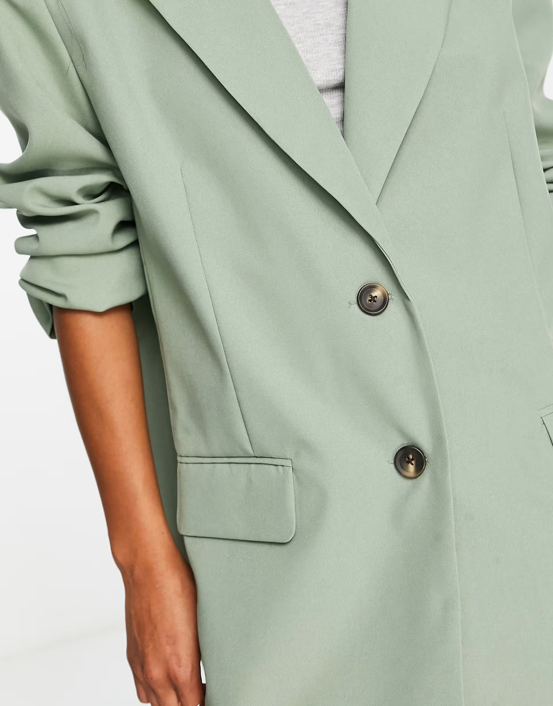 ASOS DESIGN boxy oversized grandad blazer in sage | ASOS (Global)